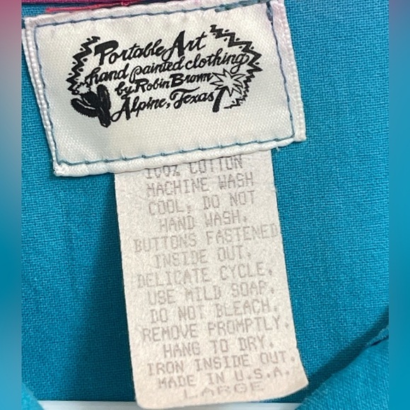 Portable Art by Robin Brown Hand-Painted Dress, 1988 Vintage One of a Kind Large - Picture 4 of 16